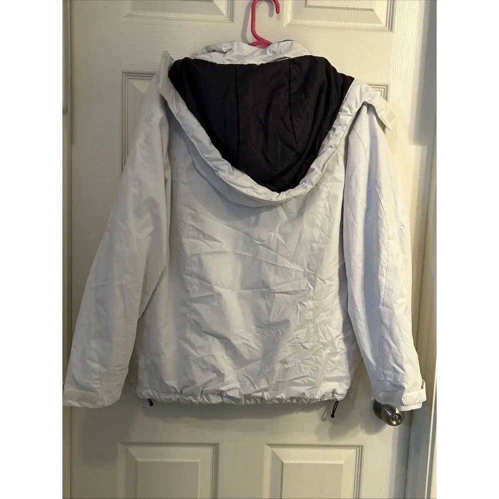 St. John's Bay Jacket Coat Mens L‎ White Full Zip Hood Water Repellent Outdoor